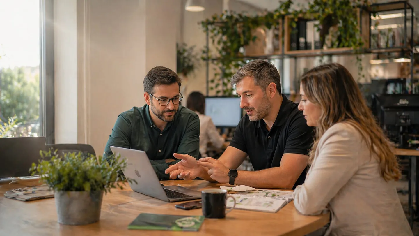 Técnico de TriCloud en sesión de diagnóstico IT en oficina de cliente en Sevilla